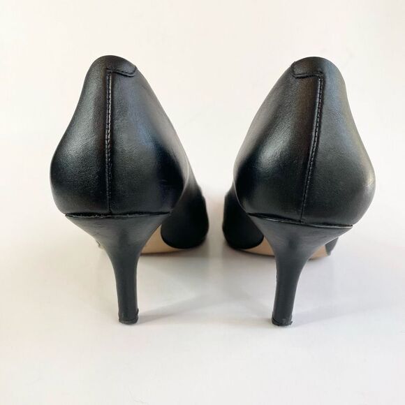 Coach Leather Point Cap Toe Black Silver Plate Emblem Stiletto Heel Zan Size 9.5 - Picture 6 of 10